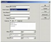 The Dreamweaver MX Simple Recordset dialog box